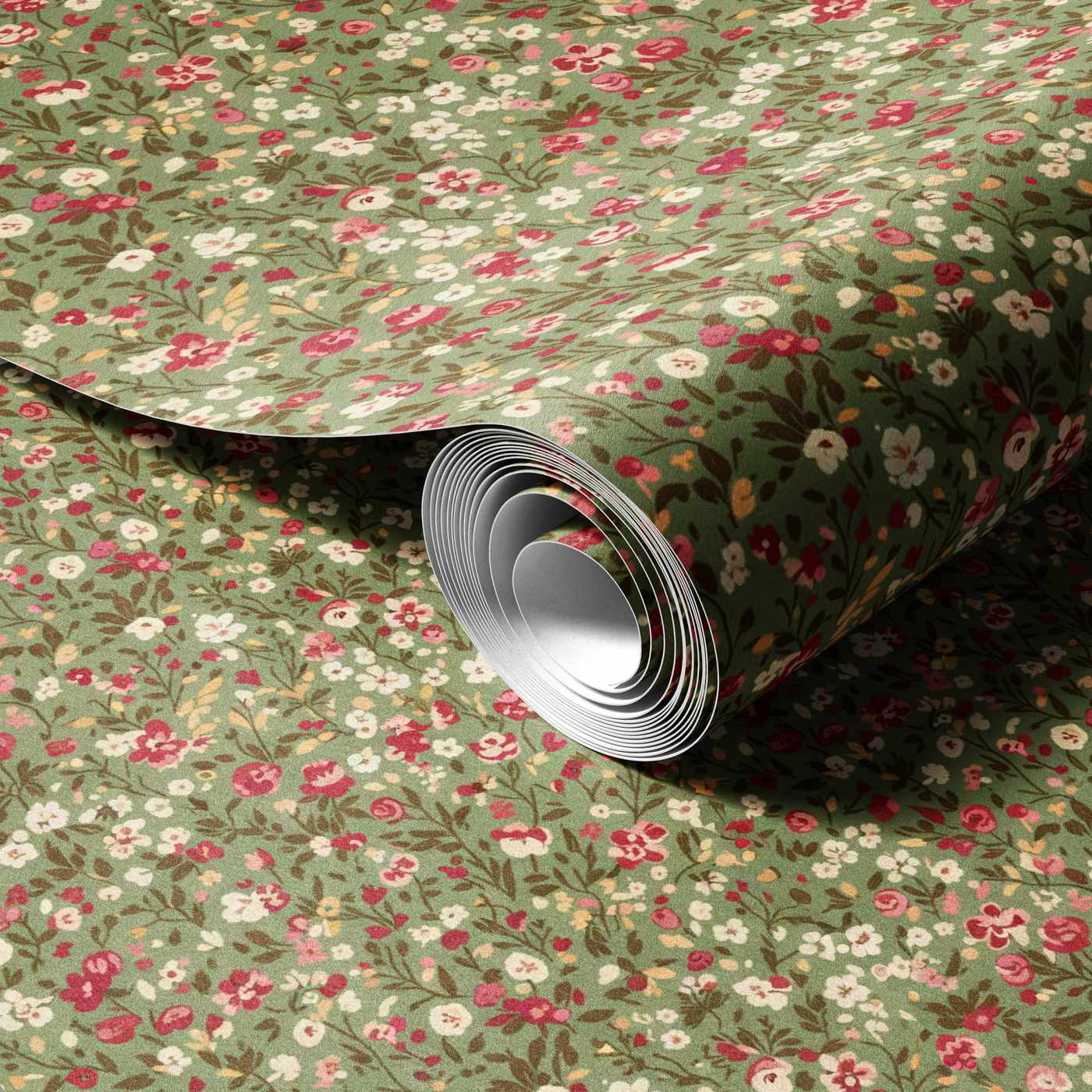 Ditsy Floral on Green